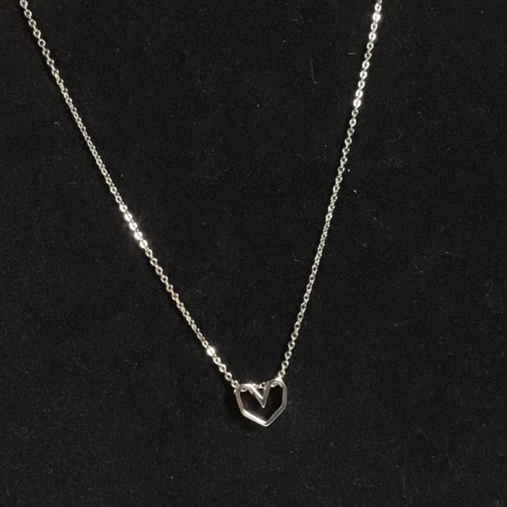LAST 1- Sterling Silver (925) Open Heart Necklace - Picture 2 of 8